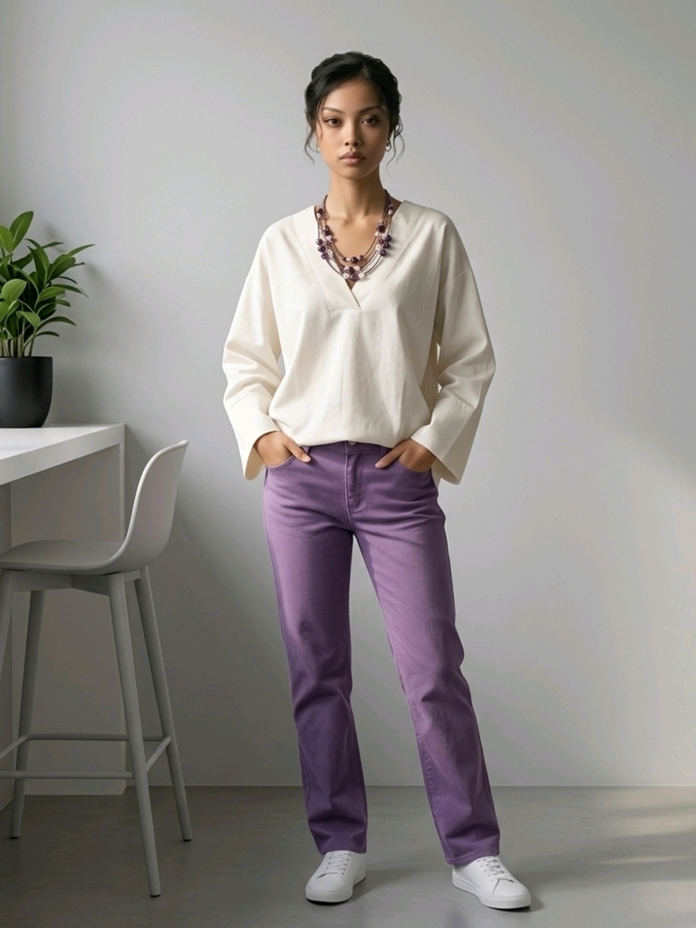 Chico's Slimming Girlfriend Ankle Jeans in Lavender Purple